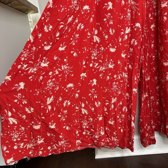 Free People Color My World Jumpsuit Red White Floral Wide Flare Size XS Coastal - Picture 15 of 16